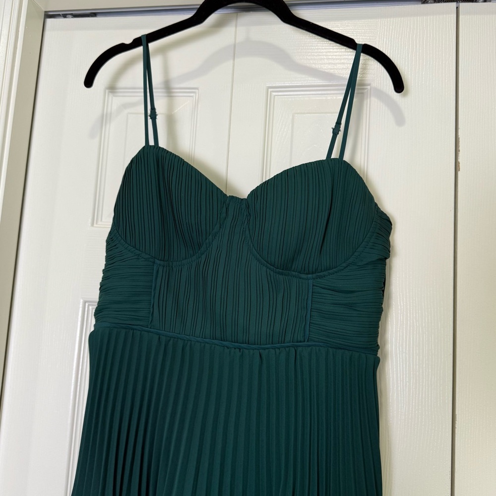 Lulu's Cascading Crush Emerald Tiered Bustier Midi Dress - Picture 9 of 15